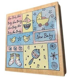 Baby Box Penny Black Rubber Stamp Colorful Baby-Themed Blocks Pre-Owned Craft To
